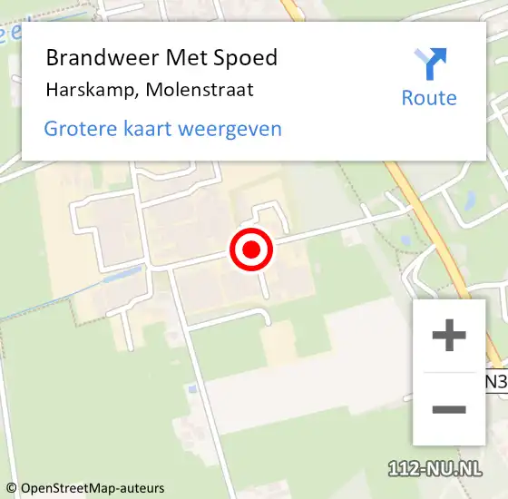 Locatie op kaart van de 112 melding: Brandweer Met Spoed Naar Harskamp, Molenstraat op 27 december 2020 01:39