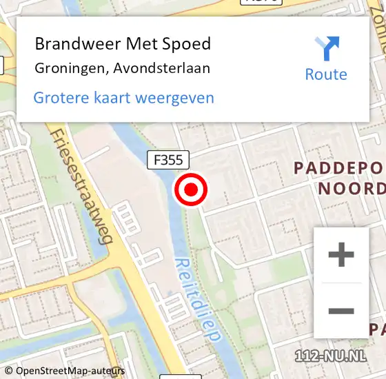 Locatie op kaart van de 112 melding: Brandweer Met Spoed Naar Groningen, Avondsterlaan op 27 december 2020 02:20