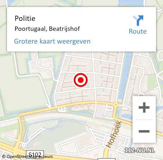 Locatie op kaart van de 112 melding: Politie Poortugaal, Beatrijshof op 27 december 2020 03:16