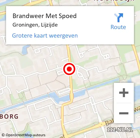 Locatie op kaart van de 112 melding: Brandweer Met Spoed Naar Groningen, Lijzijde op 27 december 2020 03:16