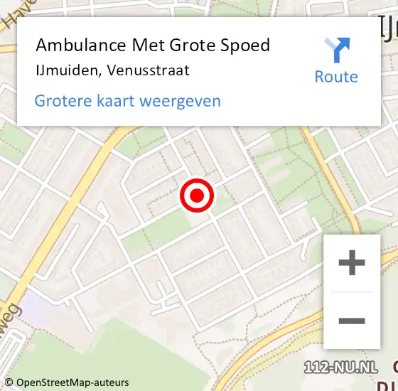 Locatie op kaart van de 112 melding: Ambulance Met Grote Spoed Naar IJmuiden, Venusstraat op 27 december 2020 05:14