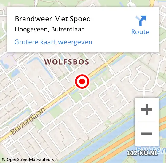 Locatie op kaart van de 112 melding: Brandweer Met Spoed Naar Hoogeveen, Buizerdlaan op 27 december 2020 05:30