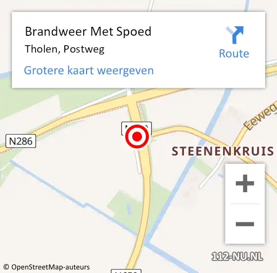 Locatie op kaart van de 112 melding: Brandweer Met Spoed Naar Tholen, Postweg op 27 december 2020 06:22