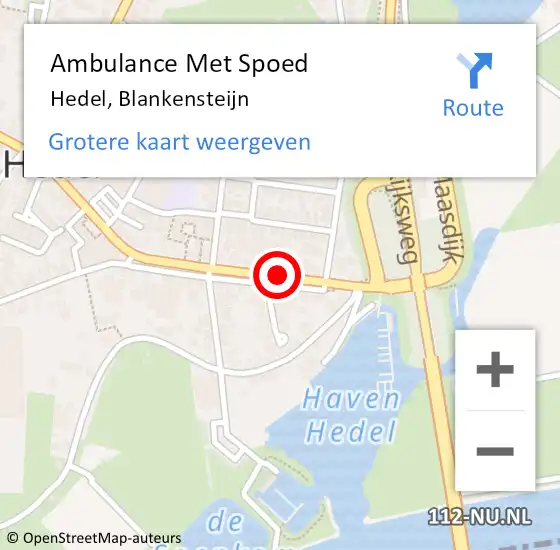 Locatie op kaart van de 112 melding: Ambulance Met Spoed Naar Hedel, Blankensteijn op 27 december 2020 08:13