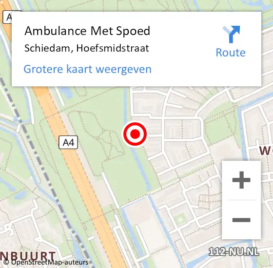 Locatie op kaart van de 112 melding: Ambulance Met Spoed Naar Schiedam, Hoefsmidstraat op 27 december 2020 08:14