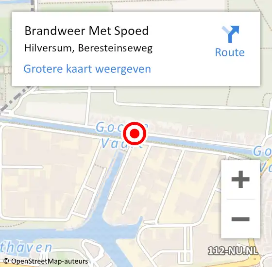 Locatie op kaart van de 112 melding: Brandweer Met Spoed Naar Hilversum, Beresteinseweg op 27 december 2020 08:47