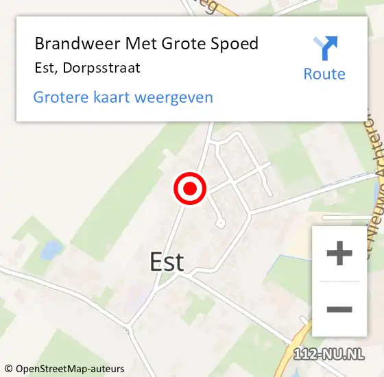 Locatie op kaart van de 112 melding: Brandweer Met Grote Spoed Naar Est, Dorpsstraat op 27 december 2020 08:54