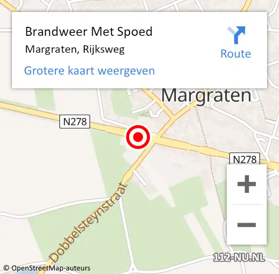 Locatie op kaart van de 112 melding: Brandweer Met Spoed Naar Margraten, Rijksweg op 27 december 2020 09:06