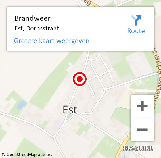 Locatie op kaart van de 112 melding: Brandweer Est, Dorpsstraat op 27 december 2020 09:14