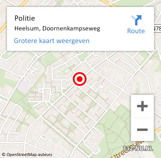 Locatie op kaart van de 112 melding: Politie Heelsum, Doornenkampseweg op 27 december 2020 09:51