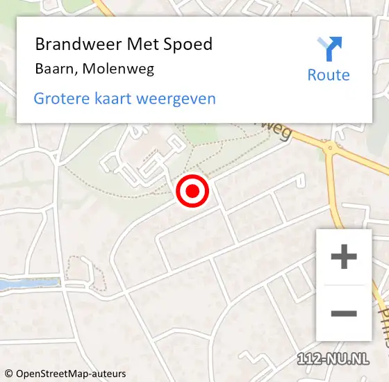 Locatie op kaart van de 112 melding: Brandweer Met Spoed Naar Baarn, Molenweg op 27 december 2020 09:53