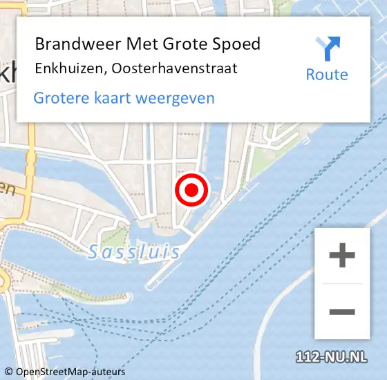 Locatie op kaart van de 112 melding: Brandweer Met Grote Spoed Naar Enkhuizen, Oosterhavenstraat op 27 december 2020 09:53