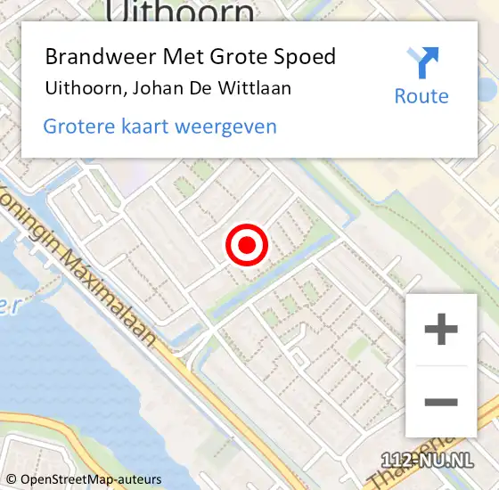 Locatie op kaart van de 112 melding: Brandweer Met Grote Spoed Naar Uithoorn, Johan De Wittlaan op 27 december 2020 10:14