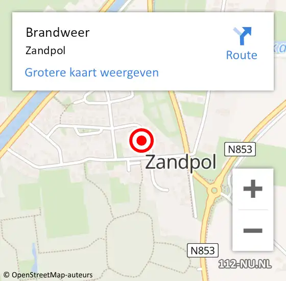 Locatie op kaart van de 112 melding: Brandweer Zandpol op 27 december 2020 10:16