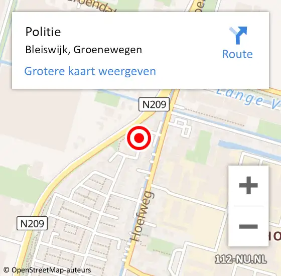 Locatie op kaart van de 112 melding: Politie Bleiswijk, Groenewegen op 27 december 2020 10:29