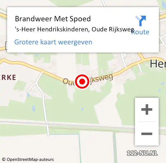 Locatie op kaart van de 112 melding: Brandweer Met Spoed Naar 's-Heer Hendrikskinderen, Oude Rijksweg op 27 december 2020 10:30