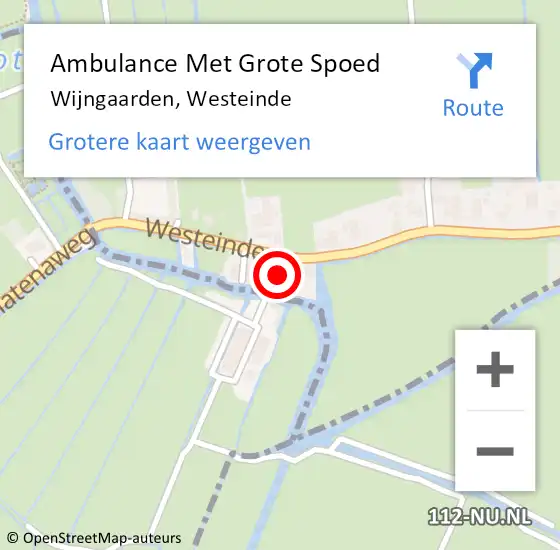 Locatie op kaart van de 112 melding: Ambulance Met Grote Spoed Naar Wijngaarden, Westeinde op 28 mei 2014 17:03