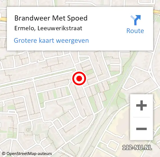 Locatie op kaart van de 112 melding: Brandweer Met Spoed Naar Ermelo, Leeuwerikstraat op 27 december 2020 10:55