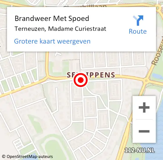 Locatie op kaart van de 112 melding: Brandweer Met Spoed Naar Terneuzen, Madame Curiestraat op 27 december 2020 10:55