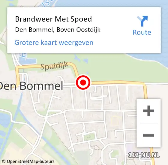 Locatie op kaart van de 112 melding: Brandweer Met Spoed Naar Den Bommel, Boven Oostdijk op 27 december 2020 11:01