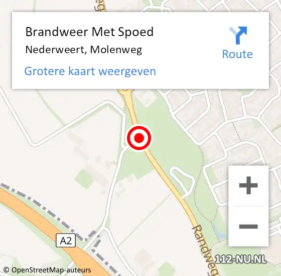 Locatie op kaart van de 112 melding: Brandweer Met Spoed Naar Nederweert, Molenweg op 27 december 2020 11:14