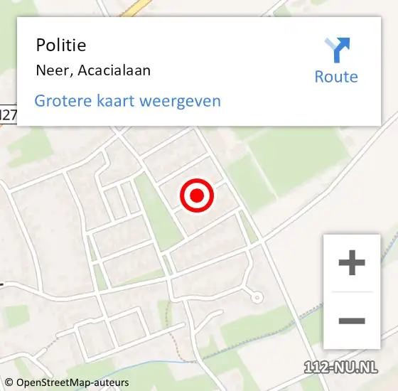 Locatie op kaart van de 112 melding: Politie Neer, Acacialaan op 27 december 2020 11:15