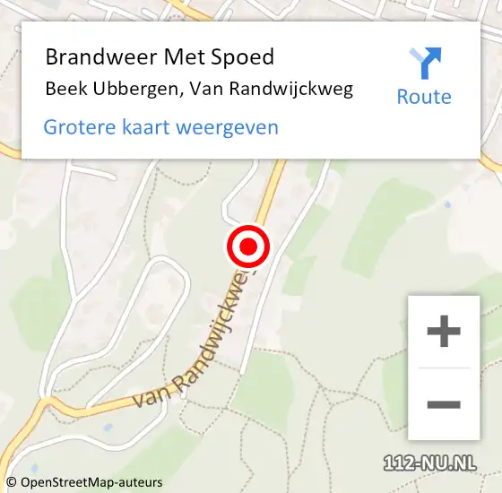 Locatie op kaart van de 112 melding: Brandweer Met Spoed Naar Beek Ubbergen, Van Randwijckweg op 27 december 2020 11:18