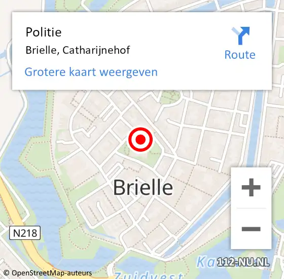 Locatie op kaart van de 112 melding: Politie Brielle, Catharijnehof op 27 december 2020 11:27