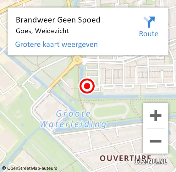 Locatie op kaart van de 112 melding: Brandweer Geen Spoed Naar Goes, Weidezicht op 27 december 2020 11:34