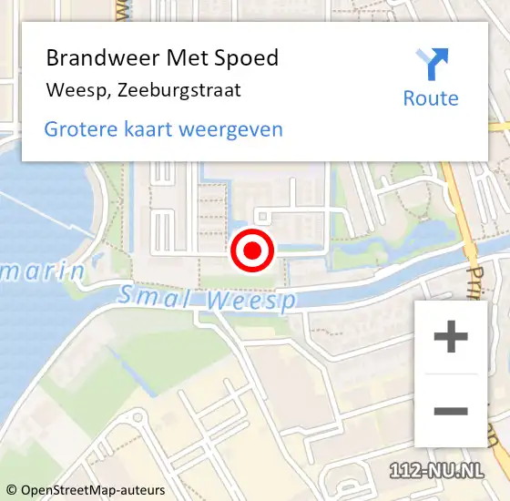 Locatie op kaart van de 112 melding: Brandweer Met Spoed Naar Weesp, Zeeburgstraat op 27 december 2020 11:45