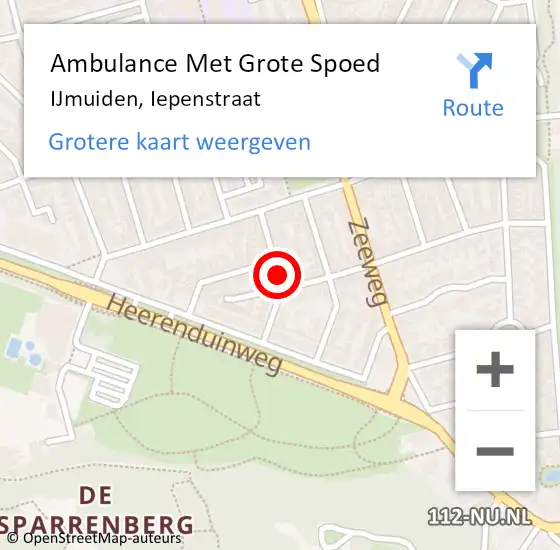 Locatie op kaart van de 112 melding: Ambulance Met Grote Spoed Naar IJmuiden, Iepenstraat op 27 december 2020 11:46