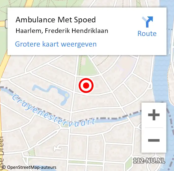 Locatie op kaart van de 112 melding: Ambulance Met Spoed Naar Haarlem, Frederik Hendriklaan op 27 december 2020 11:54