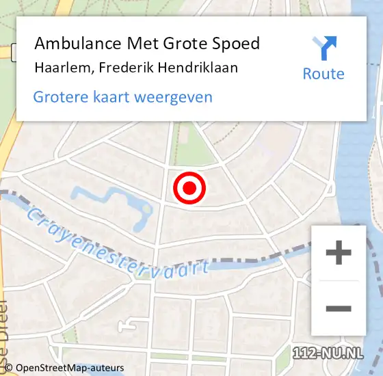 Locatie op kaart van de 112 melding: Ambulance Met Grote Spoed Naar Haarlem, Frederik Hendriklaan op 27 december 2020 11:56