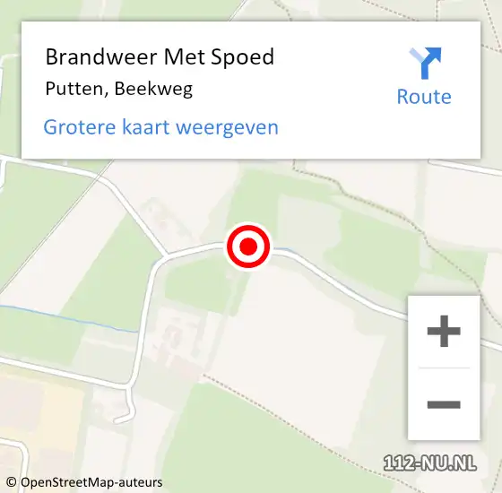 Locatie op kaart van de 112 melding: Brandweer Met Spoed Naar Putten, Beekweg op 27 december 2020 12:01