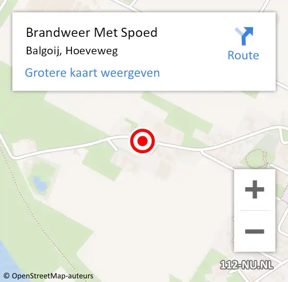 Locatie op kaart van de 112 melding: Brandweer Met Spoed Naar Balgoij, Hoeveweg op 27 december 2020 12:12