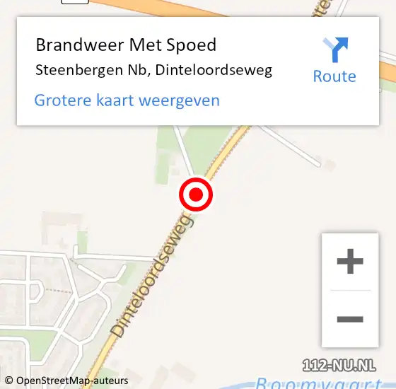 Locatie op kaart van de 112 melding: Brandweer Met Spoed Naar Steenbergen Nb, Dinteloordseweg op 27 december 2020 12:24