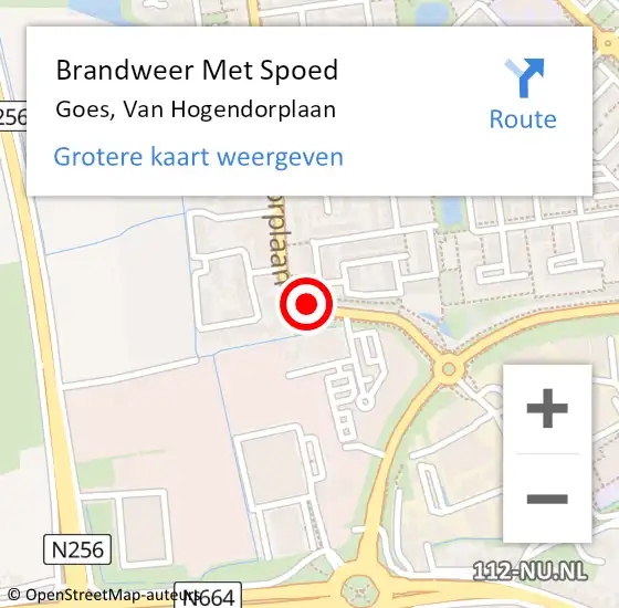 Locatie op kaart van de 112 melding: Brandweer Met Spoed Naar Goes, Van Hogendorplaan op 27 december 2020 12:42