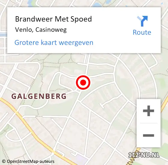 Locatie op kaart van de 112 melding: Brandweer Met Spoed Naar Venlo, Casinoweg op 27 december 2020 12:46