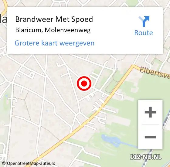 Locatie op kaart van de 112 melding: Brandweer Met Spoed Naar Blaricum, Molenveenweg op 27 december 2020 12:49