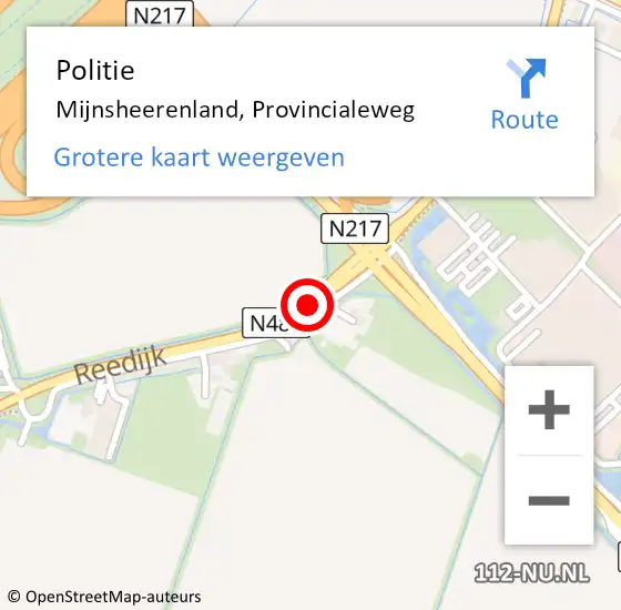 Locatie op kaart van de 112 melding: Politie Mijnsheerenland, Provincialeweg op 27 december 2020 12:52