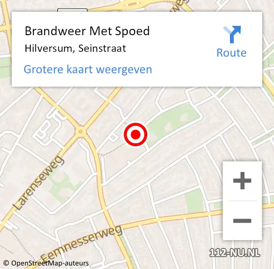 Locatie op kaart van de 112 melding: Brandweer Met Spoed Naar Hilversum, Seinstraat op 27 december 2020 13:05