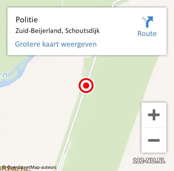 Locatie op kaart van de 112 melding: Politie Zuid-Beijerland, Schoutsdijk op 27 december 2020 14:24