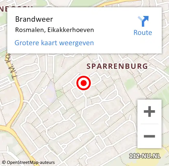 Locatie op kaart van de 112 melding: Brandweer Rosmalen, Eikakkerhoeven op 28 mei 2014 17:43