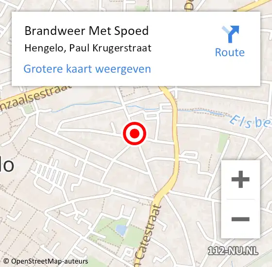 Locatie op kaart van de 112 melding: Brandweer Met Spoed Naar Hengelo, Paul Krugerstraat op 27 december 2020 15:46