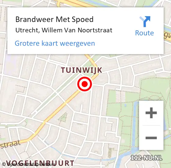 Locatie op kaart van de 112 melding: Brandweer Met Spoed Naar Utrecht, Willem Van Noortstraat op 27 december 2020 16:27