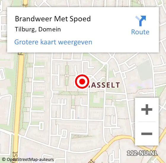 Locatie op kaart van de 112 melding: Brandweer Met Spoed Naar Tilburg, Domein op 27 december 2020 18:05