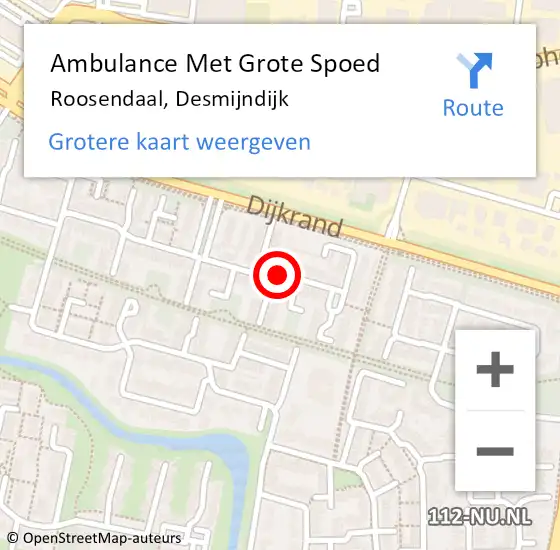 Locatie op kaart van de 112 melding: Ambulance Met Grote Spoed Naar Roosendaal, Desmijndijk op 27 december 2020 18:34