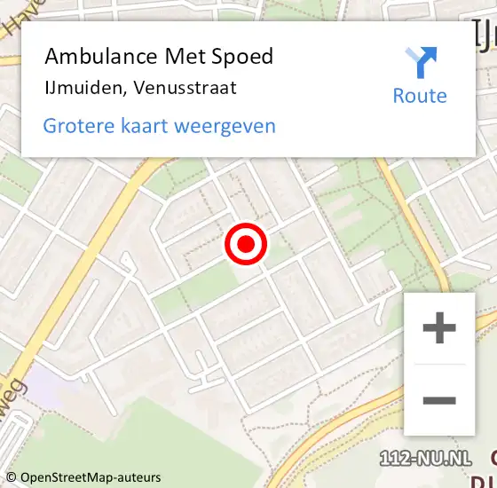 Locatie op kaart van de 112 melding: Ambulance Met Spoed Naar IJmuiden, Venusstraat op 27 december 2020 19:19