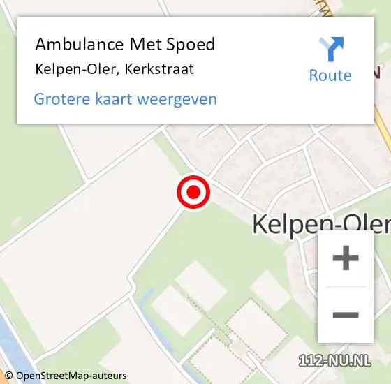 Locatie op kaart van de 112 melding: Ambulance Met Spoed Naar Kelpen-Oler, Kerkstraat op 27 december 2020 21:42