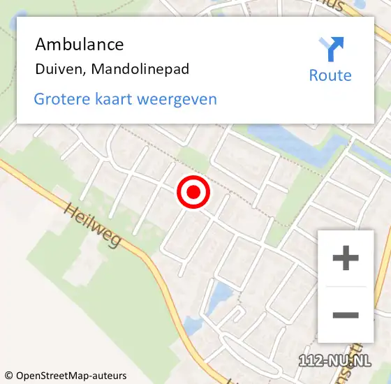 Locatie op kaart van de 112 melding: Ambulance Duiven, Mandolinepad op 27 december 2020 22:17